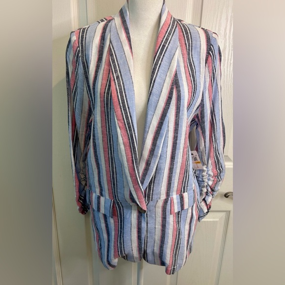 🖤”Laundry By Shelli Segal” NWT Multicolor Striped Blazer w/ Pockets - Picture 1 of 15